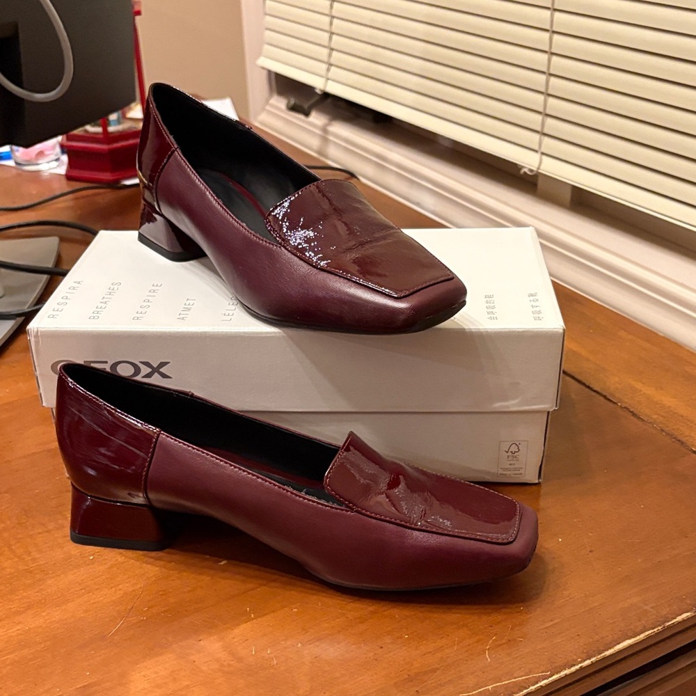 Geox Maroon Patent Leather Loafers
